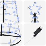 vidaXL LED vianočný stromček EKENAS 250 cm 390 LED Modrá Oceľ Modrá – Obrázok 6