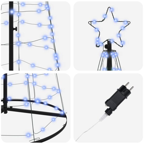 vidaXL LED vianočný stromček EKENAS 250 cm 390 LED Modrá Oceľ Modrá – Obrázok 6