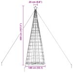 vidaXL LED vianočný stromček EKENAS 400 cm 800 LED Teplá biela Oceľ – Obrázok 9