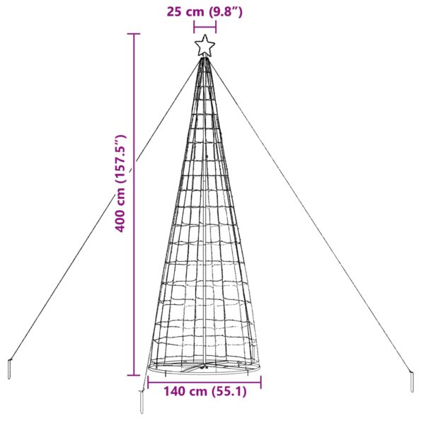 vidaXL LED vianočný stromček EKENAS 400 cm 800 LED Teplá biela Oceľ – Obrázok 9