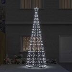 vidaXL LED vianočný stromček EKENAS 400 cm 800 LED Studená biela Oceľ – Obrázok 3