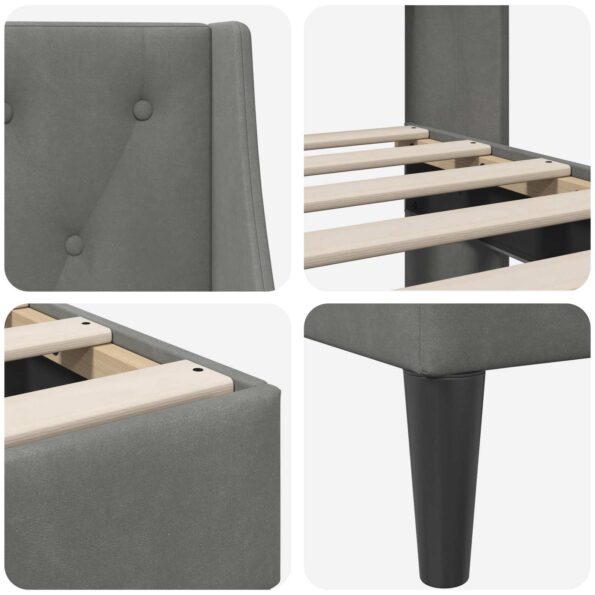 vidaXL Rám postele s čelnou doskou Tmavosivá 100 x 190 cm Zamat – Obrázok 7