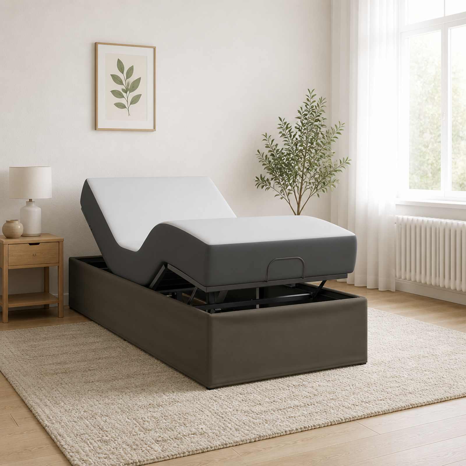 42037297_1.jpg vidaXL Elektrický nastaviteľný rám postele Sivá 200 x 90 x 33,5 cm – Obrázok 1