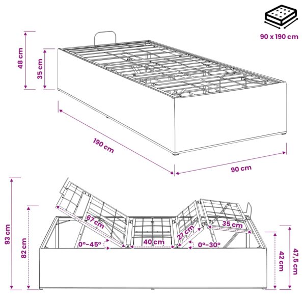 vidaXL Elektrický nastaviteľný rám postele Čierna 190 x 90 x 33,5 cm – Obrázok 11