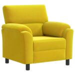 vidaXL Pohovka Žltá 94 x 85 x 93 cm Zamat – Obrázok 2