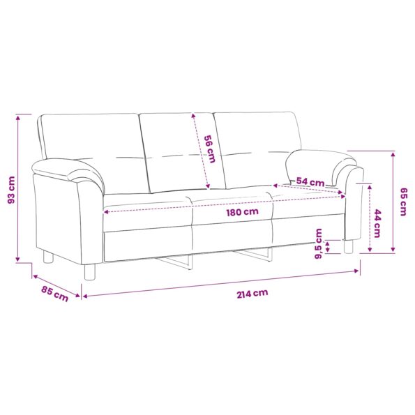 vidaXL Pohovka Modrá 214 x 85 x 93 cm Zamat – Obrázok 9