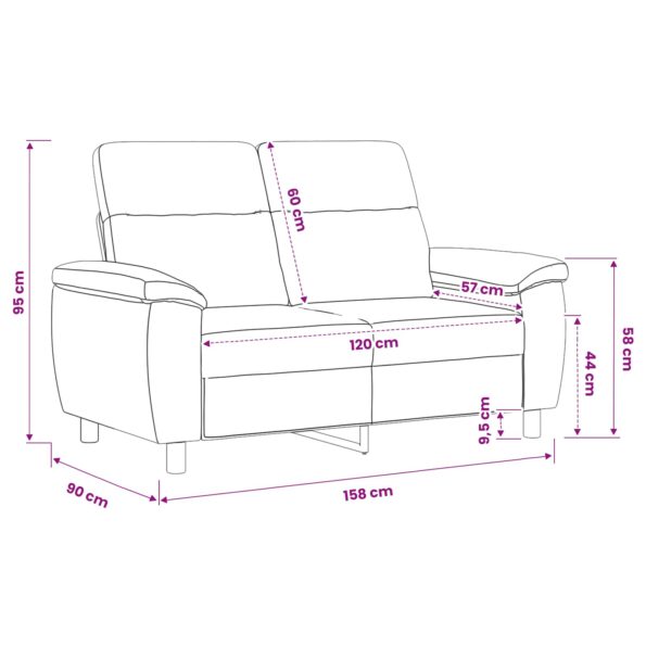 vidaXL Pohovka Tmavohnedá 158 x 90 x 95 cm Látka – Obrázok 9