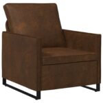 vidaXL Kreslo Hnedá 70 x 81 x 82 cm Umelý semišový materiál – Obrázok 2