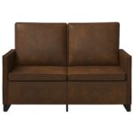 vidaXL Sofa pre 2 osoby Hnedá 130 x 81 x 82 cm Umelý semišový materiál – Obrázok 3