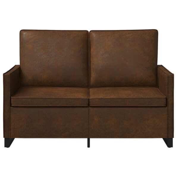 vidaXL Sofa pre 2 osoby Hnedá 130 x 81 x 82 cm Umelý semišový materiál – Obrázok 3