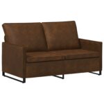 vidaXL Sofa pre 2 osoby Hnedá 150 x 81 x 82 cm Umelý semišový materiál – Obrázok 2