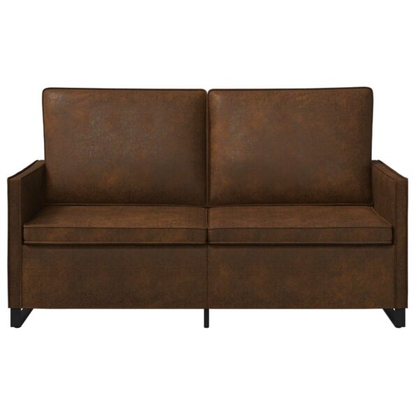 vidaXL Sofa pre 2 osoby Hnedá 150 x 81 x 82 cm Umelý semišový materiál – Obrázok 3