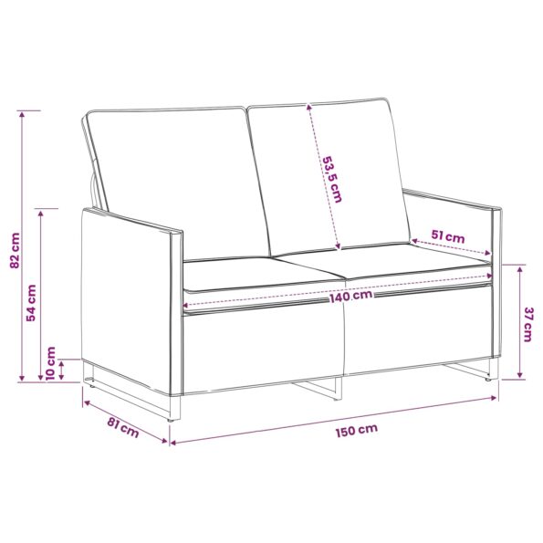 vidaXL Sofa pre 2 osoby Tmavosivá 150 x 81 x 82 cm – Obrázok 9