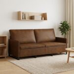 vidaXL Sedačka pre 3 Hnedá 190 x 81 x 82 cm Umelý semišový materiál