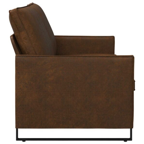 vidaXL Sedačka pre 3 Hnedá 190 x 81 x 82 cm Umelý semišový materiál – Obrázok 4
