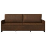 vidaXL Sedačka pre 3 Hnedá 220 x 81 x 82 cm Umelý semišový materiál – Obrázok 3