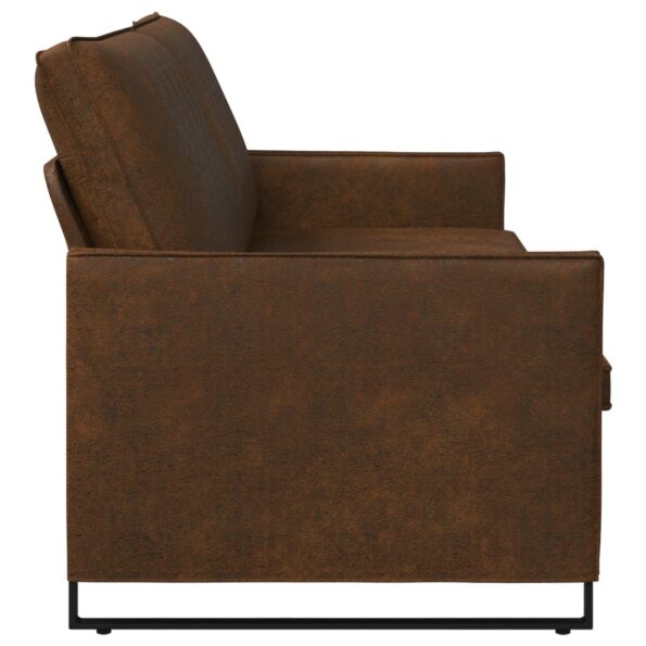 vidaXL Sedačka pre 3 Hnedá 220 x 81 x 82 cm Umelý semišový materiál – Obrázok 4