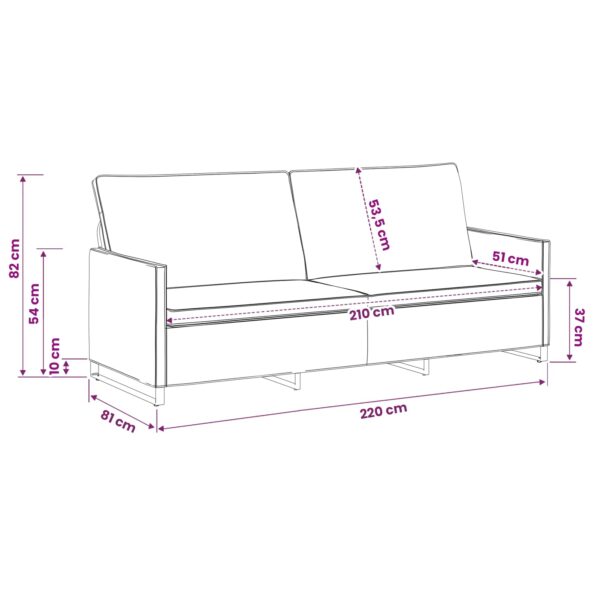 vidaXL Sedačka pre 3 Tmavosivá 220 x 81 x 82 cm – Obrázok 9