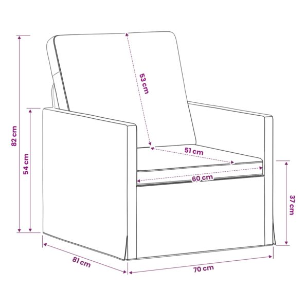 vidaXL Kreslo Sivohnedá 70 x 81 x 82 cm Látka – Obrázok 9