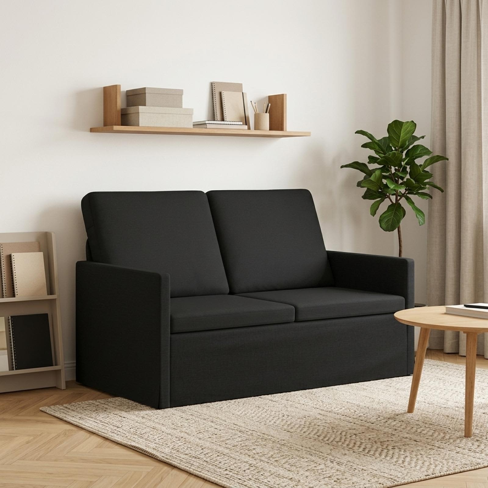 42041042_1.jpg vidaXL Sofa pre 2 osoby Čierna 130 x 81 x 82 cm Látka – Obrázok 1