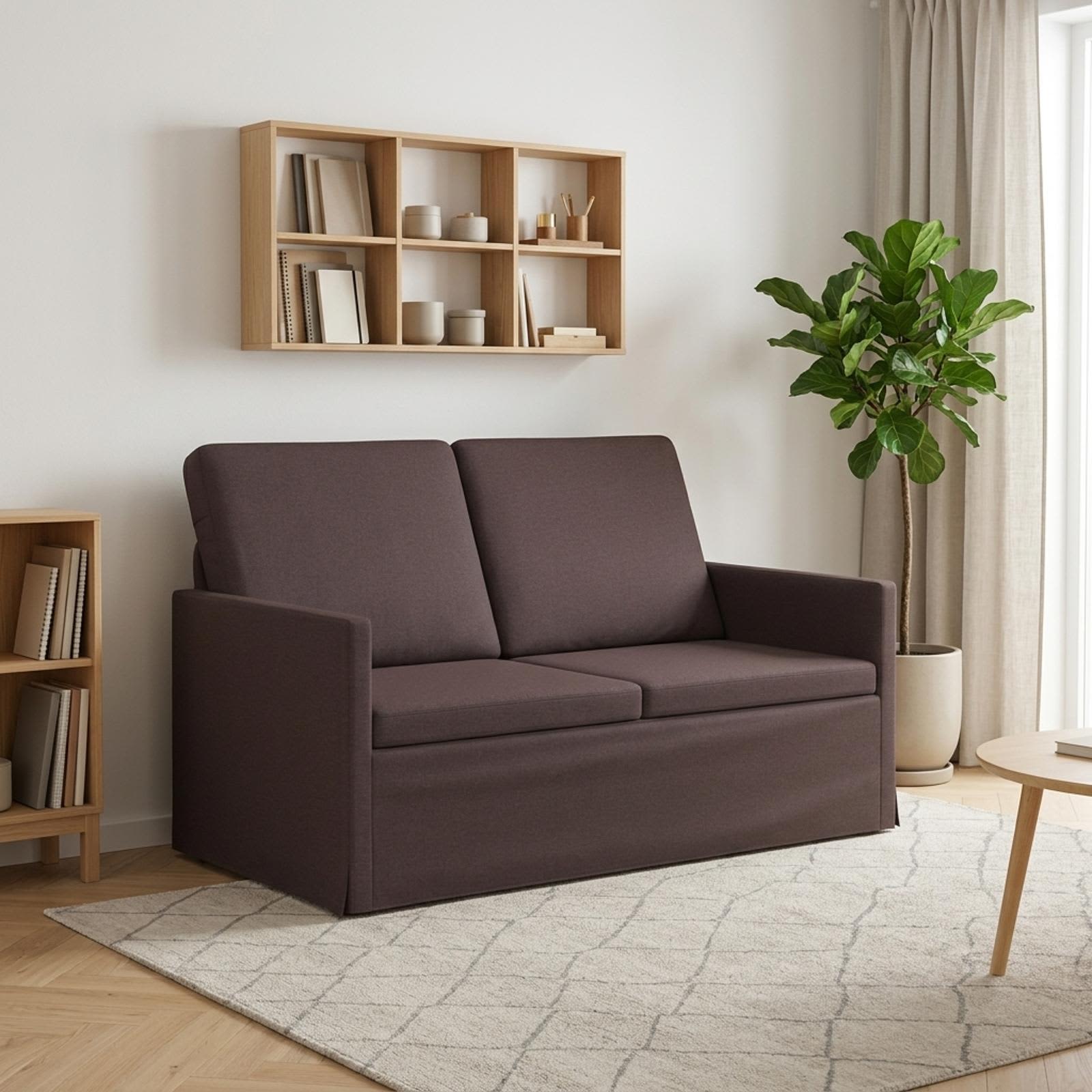 42041044_1.jpg vidaXL Sofa pre 2 osoby Tmavohnedá 130 x 81 x 82 cm Látka – Obrázok 1