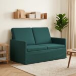 vidaXL Sofa pre 2 osoby Tmavozelená 130 x 81 x 82 cm Látka
