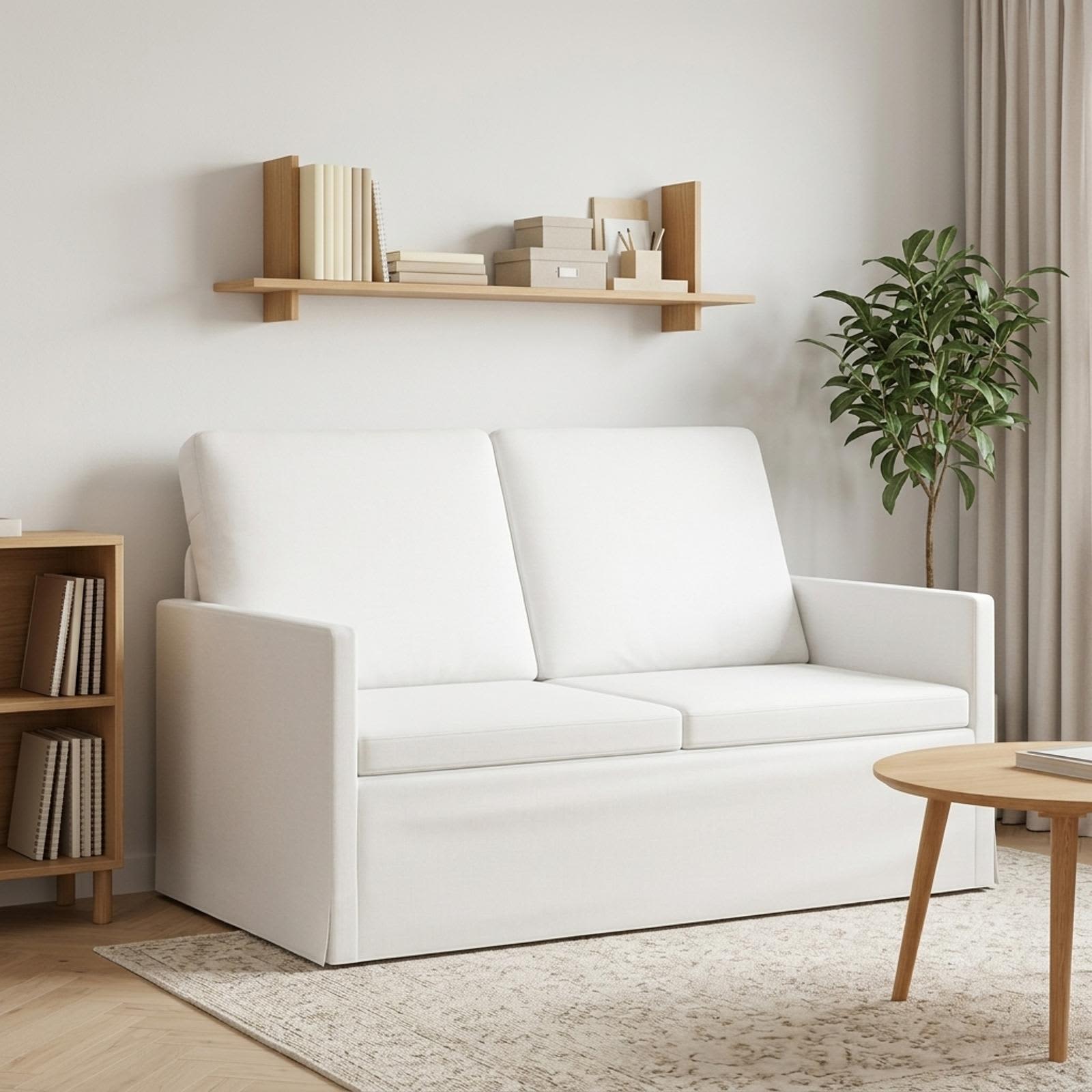 42041050_1.jpg vidaXL Sofa pre 2 osoby Biela 130 x 81 x 82 cm Látka – Obrázok 1