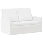 vidaXL Sofa pre 2 osoby Biela 130 x 81 x 82 cm Látka – Obrázok 2