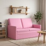 vidaXL Sofa pre 2 osoby Ružová 130 x 81 x 82 cm Látka