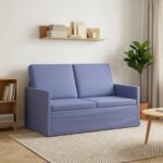 vidaXL Sofa pre 2 osoby Modrá džínovina 130 x 81 x 82 cm Látka