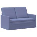 vidaXL Sofa pre 2 osoby Modrá džínovina 130 x 81 x 82 cm Látka – Obrázok 2