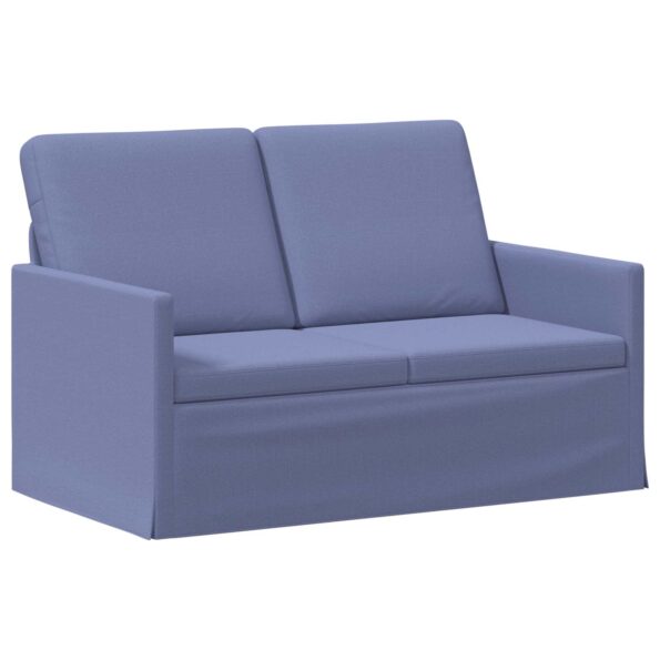 vidaXL Sofa pre 2 osoby Modrá džínovina 130 x 81 x 82 cm Látka – Obrázok 2