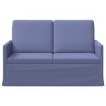 vidaXL Sofa pre 2 osoby Modrá džínovina 130 x 81 x 82 cm Látka – Obrázok 3