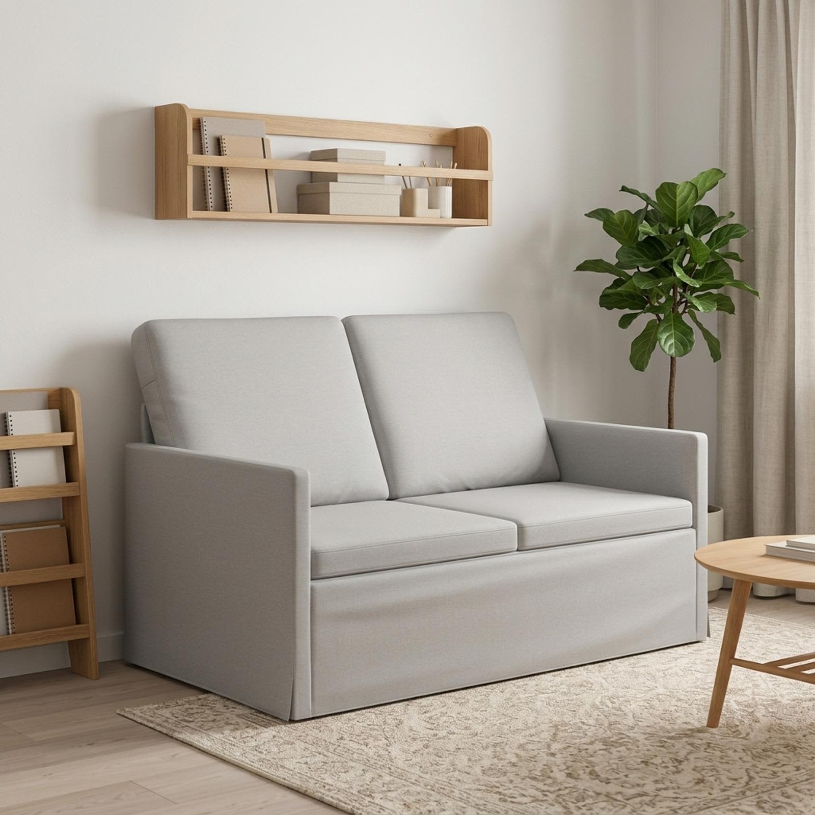 42041053_1.jpg vidaXL Sofa pre 2 osoby Oblá šedá 130 x 81 x 82 cm Látka – Obrázok 1