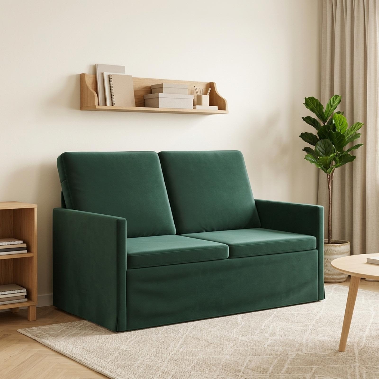 42041056_1.jpg vidaXL Sofa pre 2 osoby Tmavozelená 130 x 81 x 82 cm Zamat – Obrázok 1