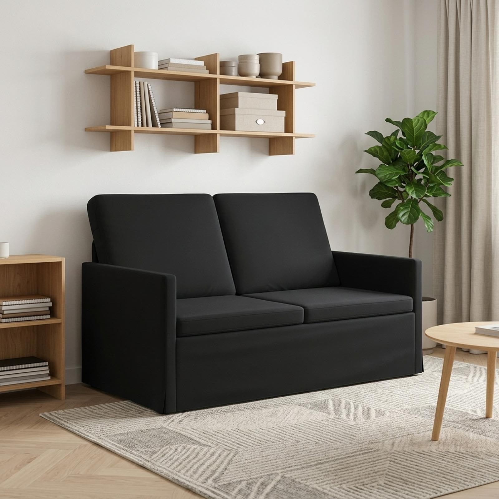 42041060_1.jpg vidaXL Sofa pre 2 osoby Čierna 130 x 81 x 82 cm Zamat – Obrázok 1