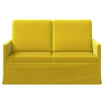 vidaXL Sofa pre 2 osoby Žltá 130 x 81 x 82 cm Zamat – Obrázok 3