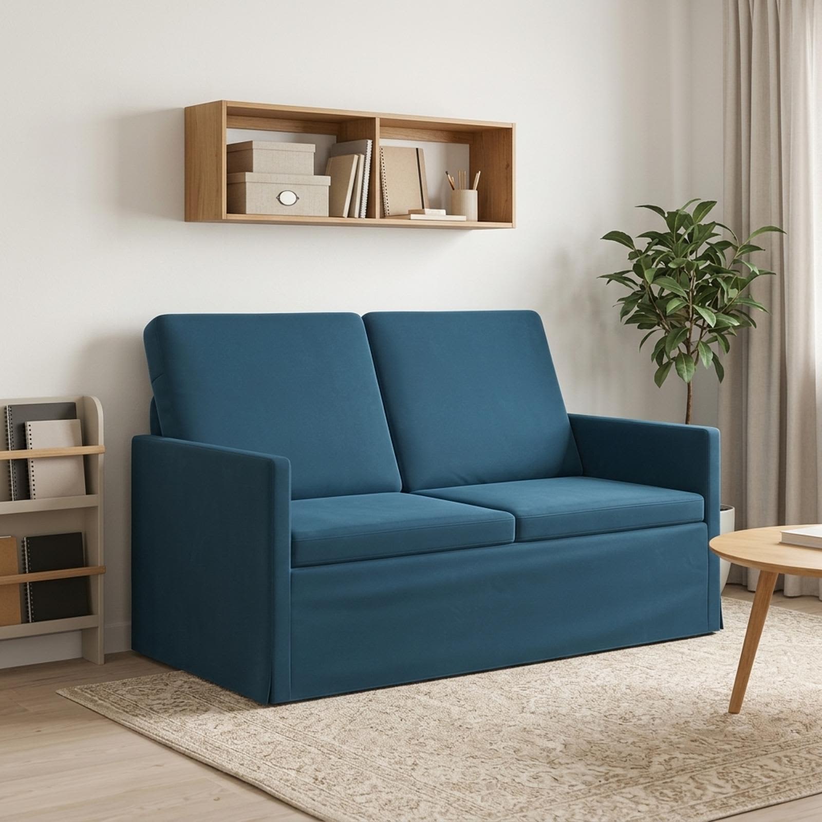 42041063_1.jpg vidaXL Sofa pre 2 osoby Modrá 130 x 81 x 82 cm Zamat – Obrázok 1