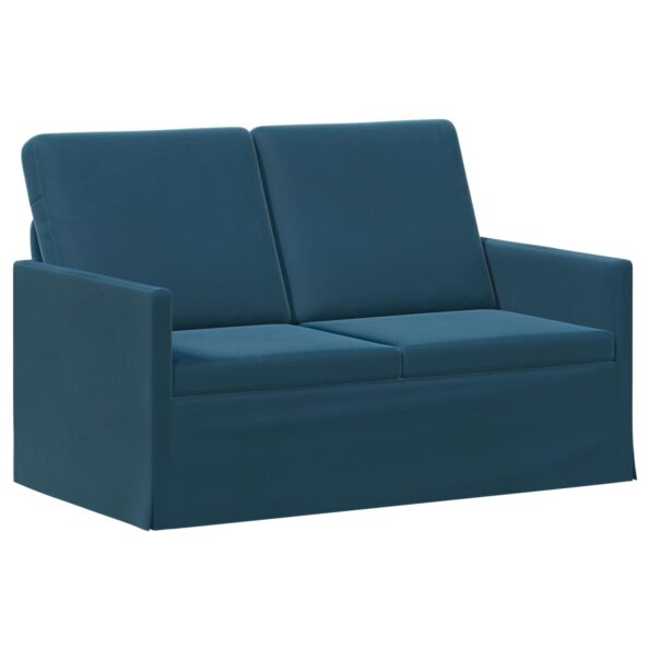 vidaXL Sofa pre 2 osoby Modrá 130 x 81 x 82 cm Zamat – Obrázok 2
