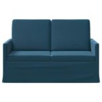 vidaXL Sofa pre 2 osoby Modrá 130 x 81 x 82 cm Zamat – Obrázok 3