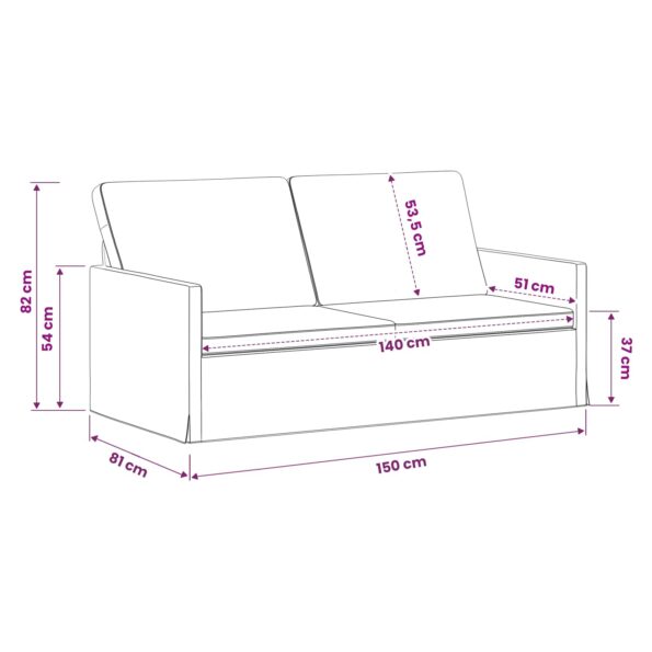 vidaXL Sofa pre 2 osoby Čierna 150 x 81 x 82 cm Látka – Obrázok 9