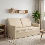 vidaXL Sofa pre 2 osoby Krémová 150 x 81 x 82 cm Látka