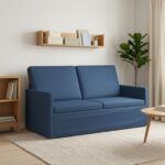 vidaXL Sofa pre 2 osoby Modrá 150 x 81 x 82 cm Látka