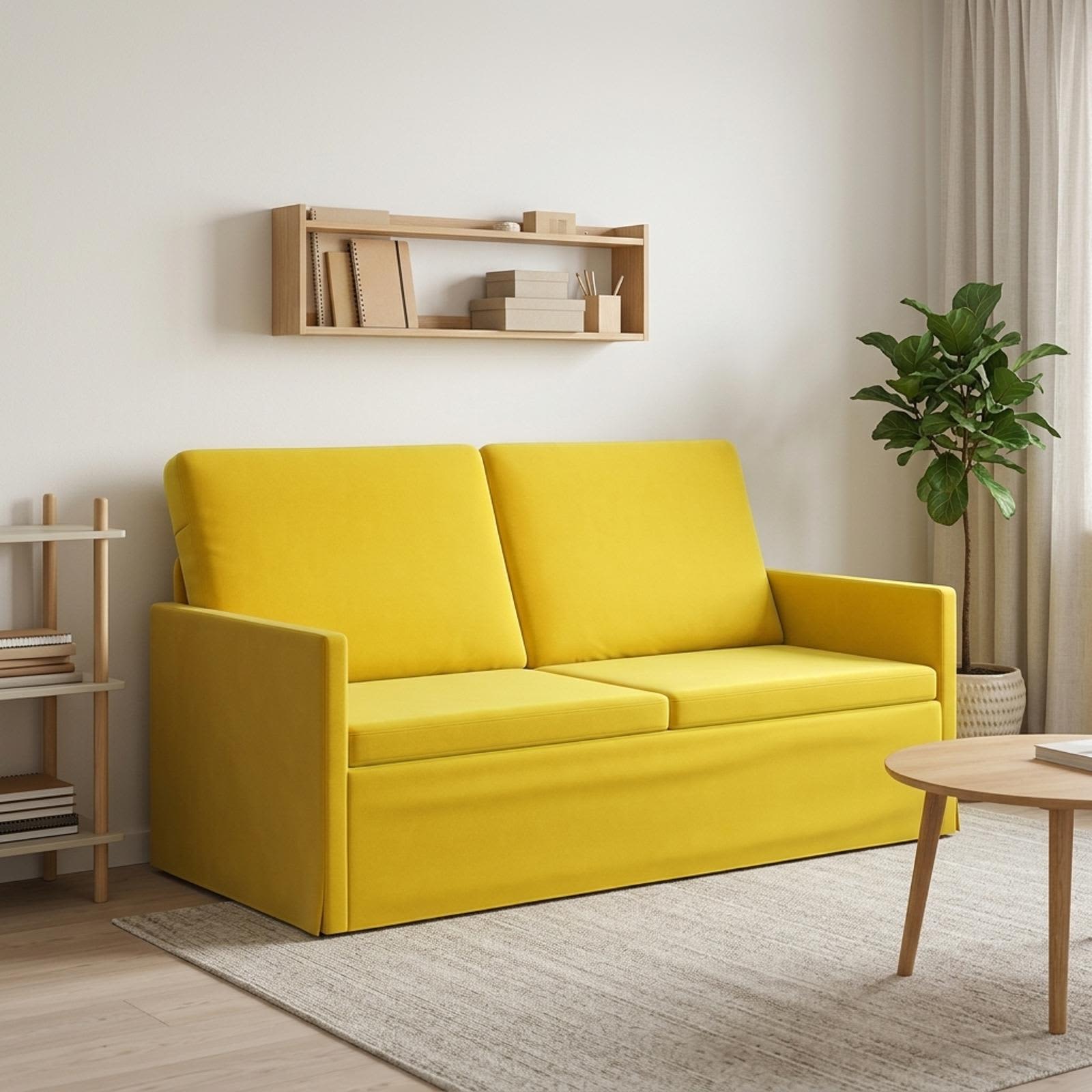 42041094_1.jpg vidaXL Sofa pre 2 osoby Žltá 150 x 81 x 82 cm Zamat – Obrázok 1