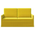 vidaXL Sofa pre 2 osoby Žltá 150 x 81 x 82 cm Zamat – Obrázok 3