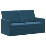 vidaXL Sofa pre 2 osoby Modrá 150 x 81 x 82 cm Zamat – Obrázok 2