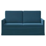 vidaXL Sofa pre 2 osoby Modrá 150 x 81 x 82 cm Zamat – Obrázok 3