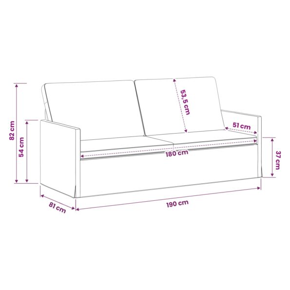vidaXL Sedačka pre 3 Sivohnedá 190 x 81 x 82 cm Látka – Obrázok 9