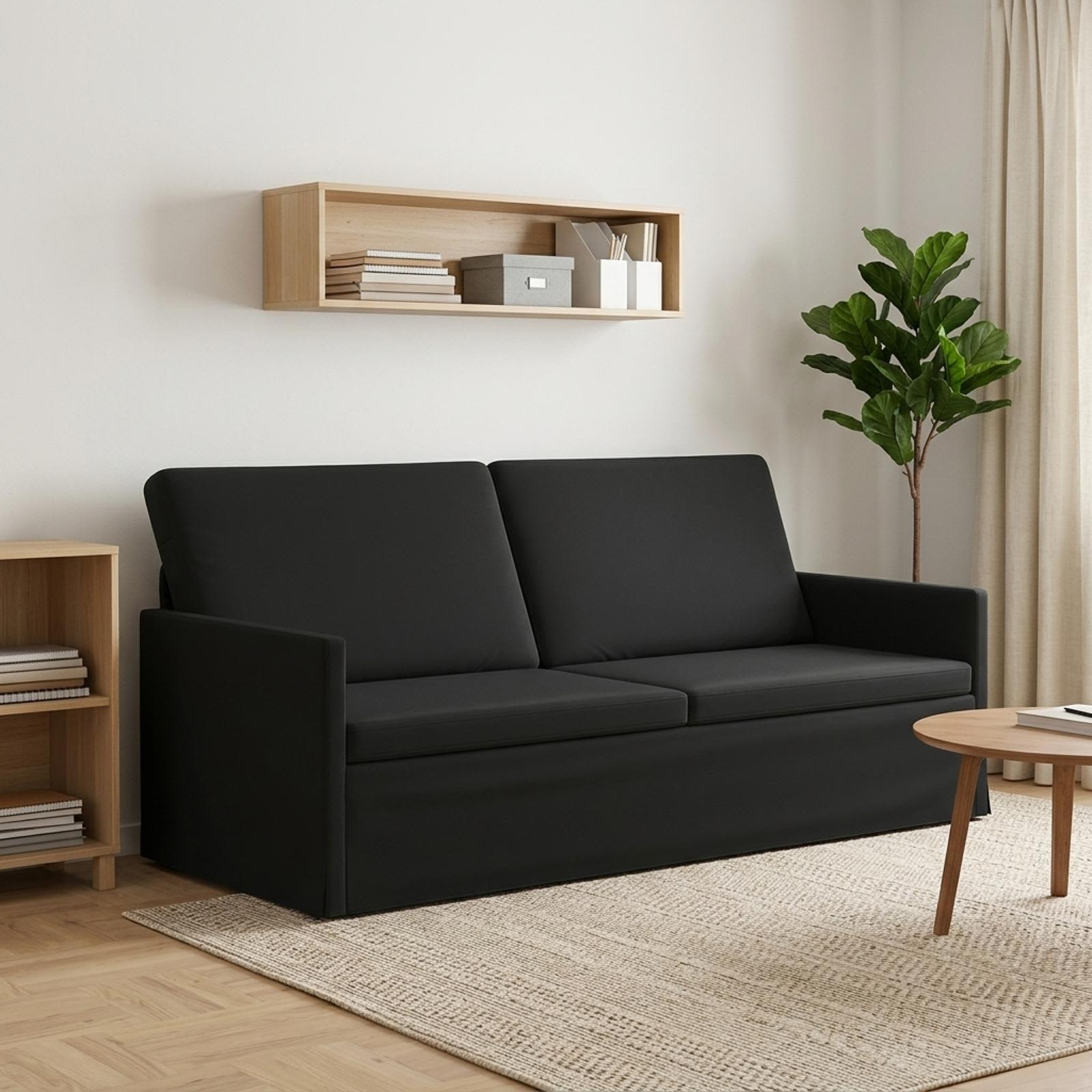 42041126_1.jpg vidaXL Sedačka pre 3 Čierna 190 x 81 x 82 cm Zamat – Obrázok 1