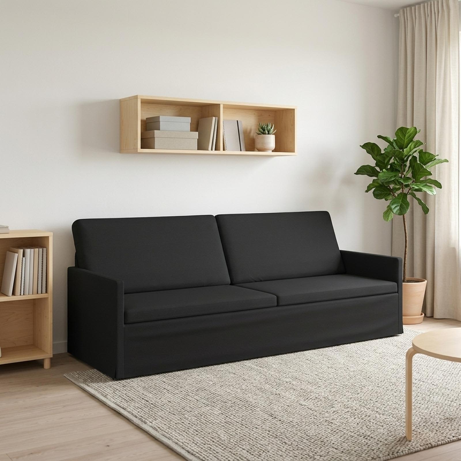 42041141_1.jpg vidaXL Sedačka pre 3 Čierna 220 x 81 x 82 cm Látka – Obrázok 1